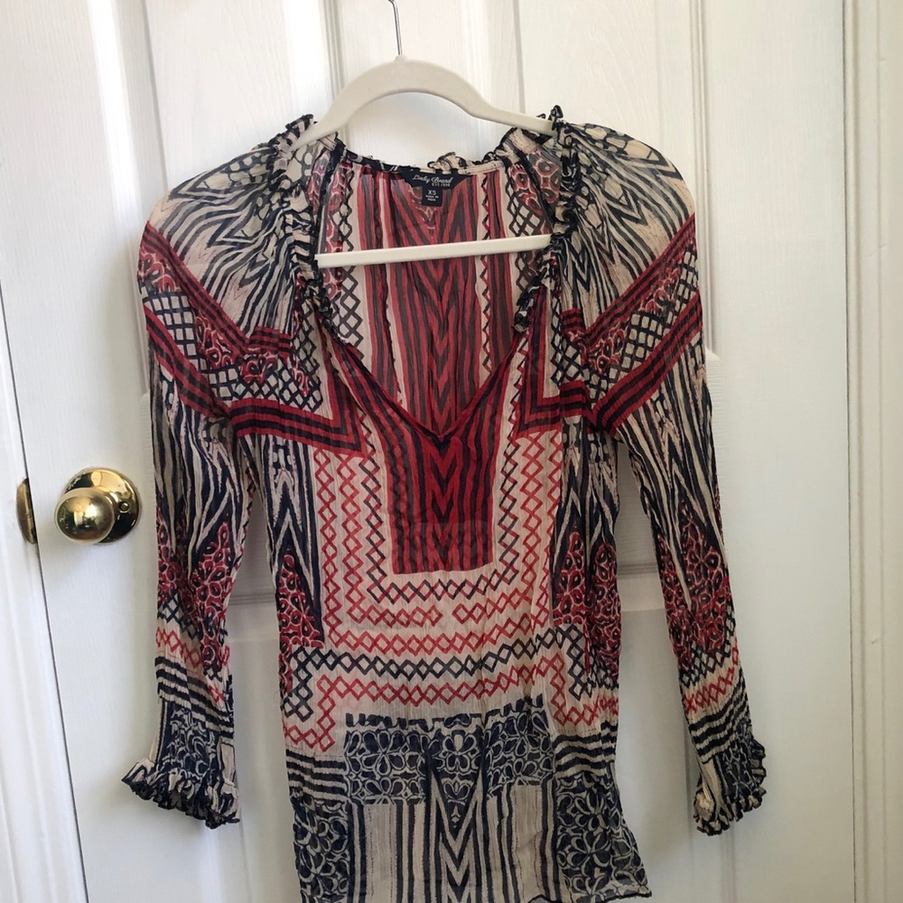 Lucky Brand xs red, white,blue long sleeve top - Picture 8 of 11